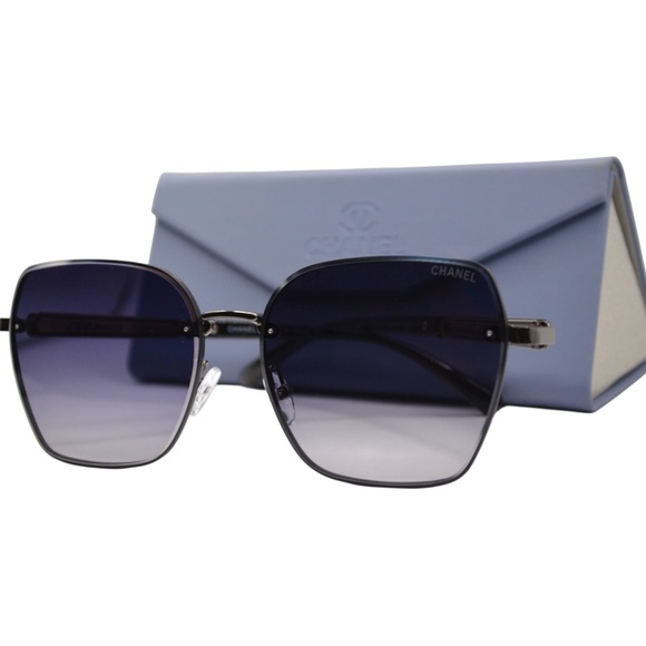 Chanel Women’s Sunglasses | Black Front, Brown Temples | Dark Gray Gradient - Picture 1 of 10